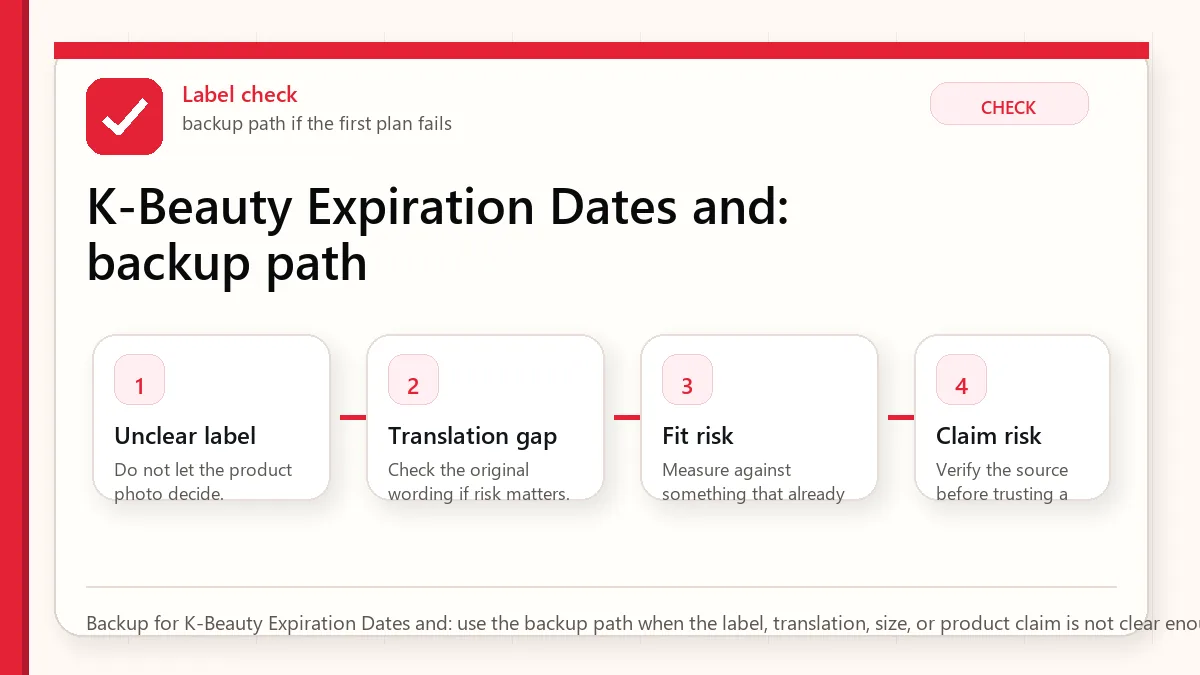 Layered red check backup flow graphic for K-Beauty Expiration Dates and.