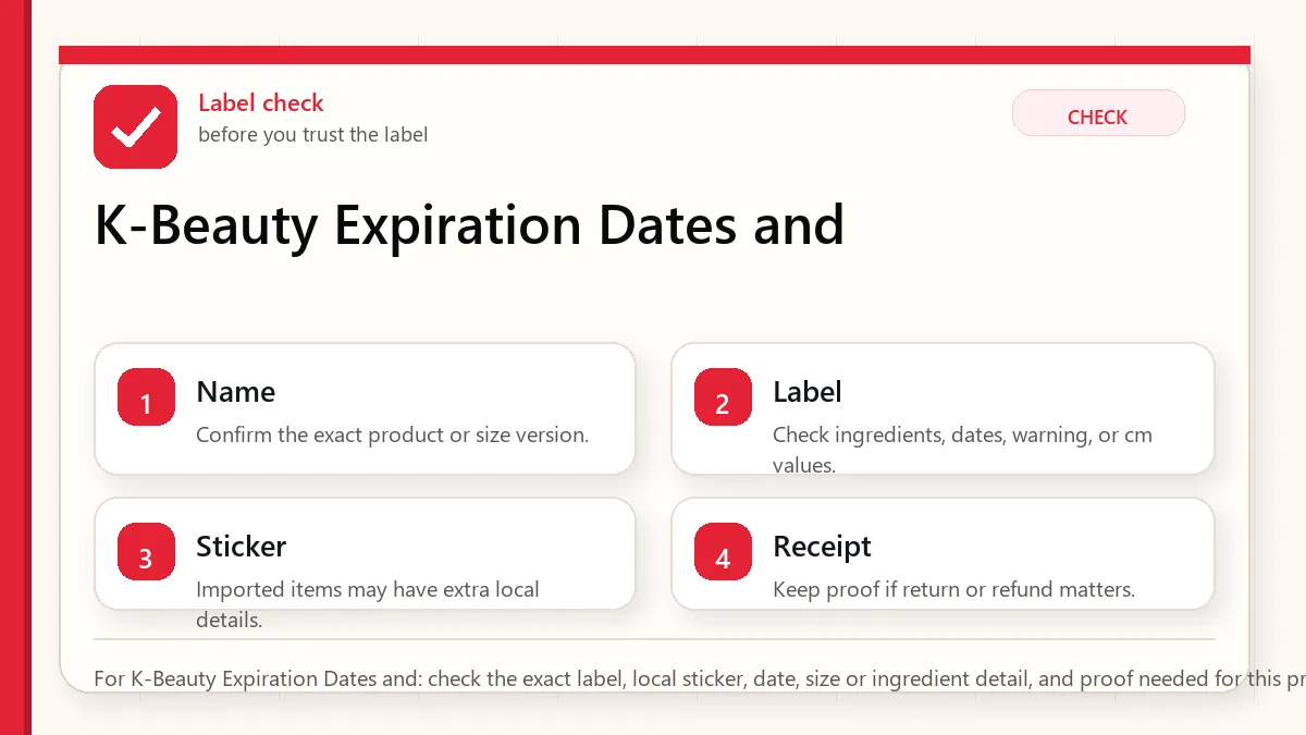 Layered red check decision graphic for K-Beauty Expiration Dates and.