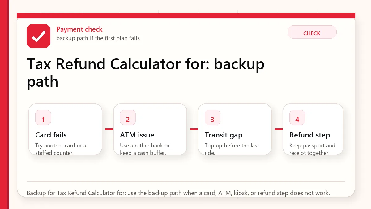 Layered red check backup flow graphic for Tax Refund Calculator for.