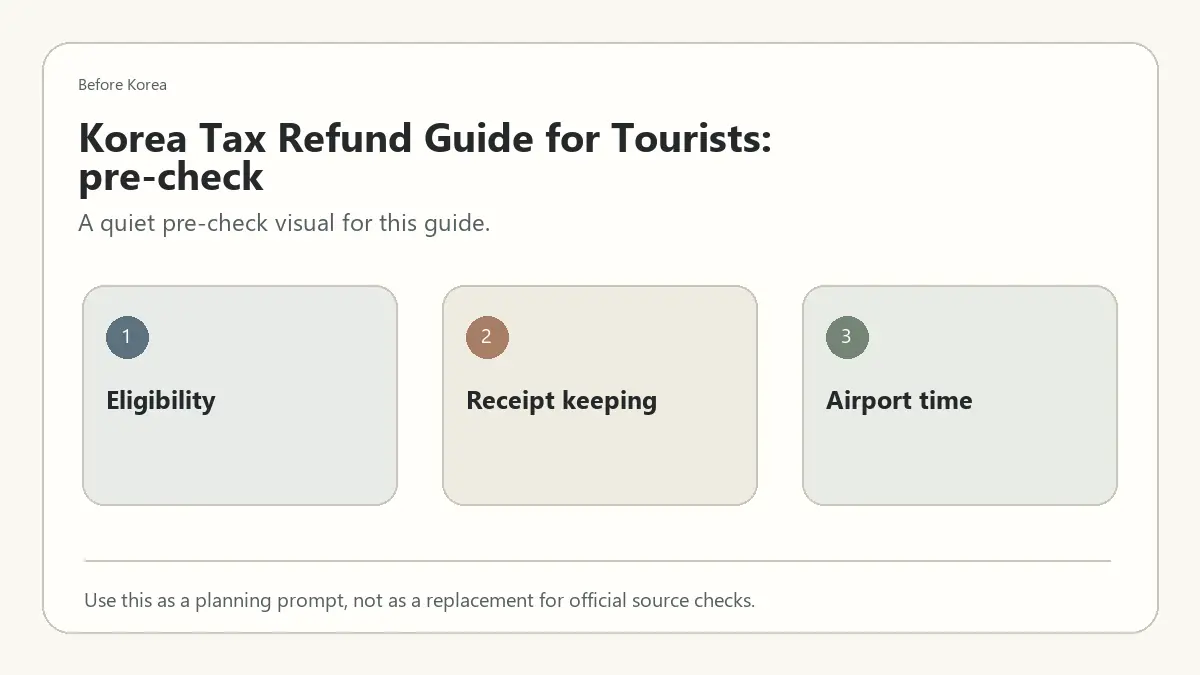 Minimal Before Korea pre-check diagram for Korea Tax Refund Guide for Tourists: What to Know Before Shopping