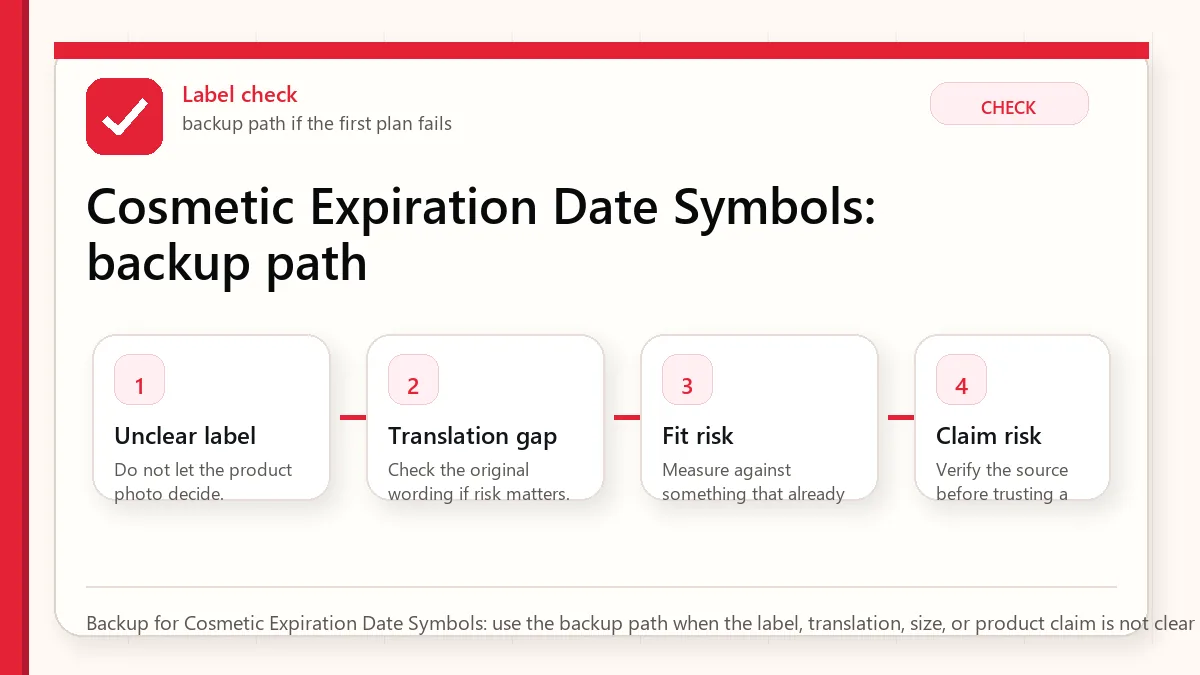 Layered red check backup flow graphic for Cosmetic Expiration Date Symbols.